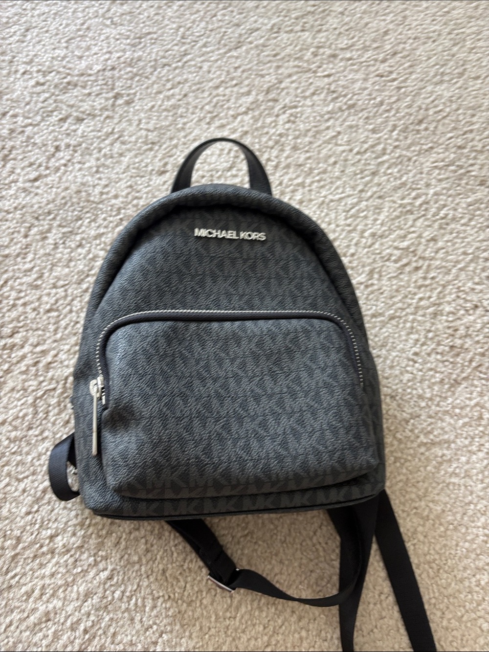 Michael Kors Black and Grey Signature Logo Backpack